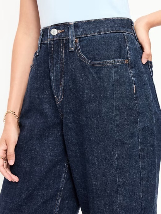 Barrel Jeans! Wide Leg Old Navy Dark Wash High-Waisted Barrel Ankle Jeans Size 6 - Picture 4 of 9